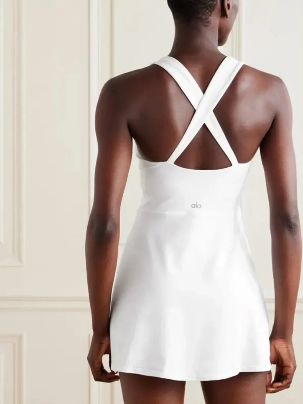 ALO Yoga Showcase Zip Tennis Dress White Small Alosoft